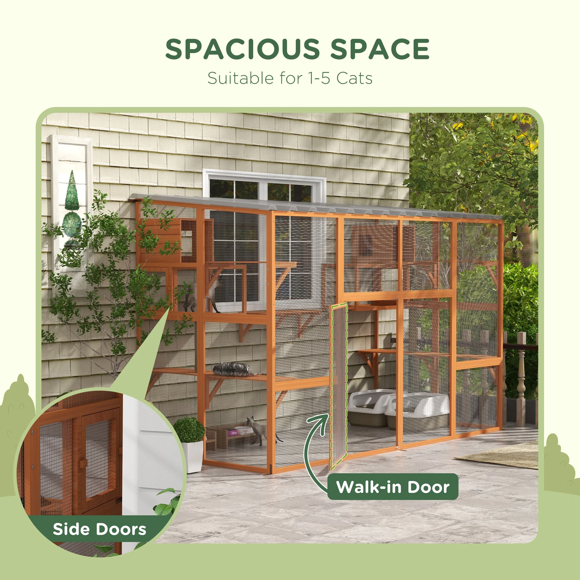 PawHut Catio Playground Cat Window Box Outside Enclosure w/ Scratching Post - Radiant Selections