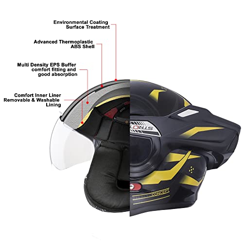 BEON Full Face Motorcycle Helmet DOT Approved, 180° Reversible Chin Guard Modular Pilot Helmet with Anti-Fog Dual Visors for Adult Men Women (S-XXL)
