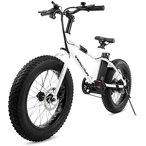 Swagtron EB-6 Bandit E-Bike 350W Motor, Power Assist, 4&rdquo; Tires, 20&rdquo; Wheels, Removable 36V Lithium Ion Battery, Dual Disc Brakes&ndash