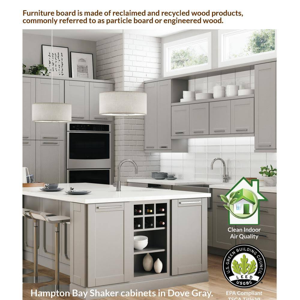 Hampton Bay KDB36-SW Assembled 36x34.5x24 in. Pots and Pans Drawer Base Kitchen Cabinet in Satin Whit