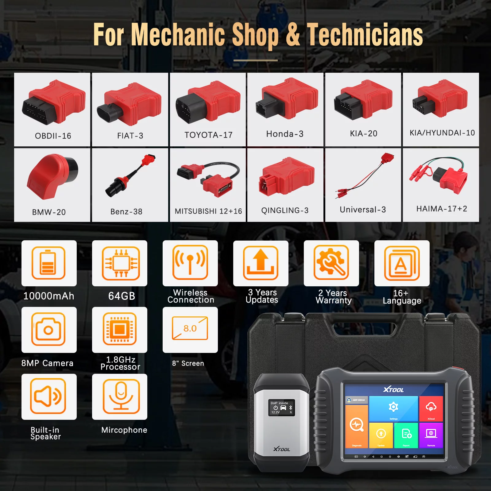 XTOOL A80 Pro Automotive Diagnostic Scan Tool, Bi-Directional Bluetooth Auto Car Scanner, 42 Services, Budget Version of XTOOL D9 Pro