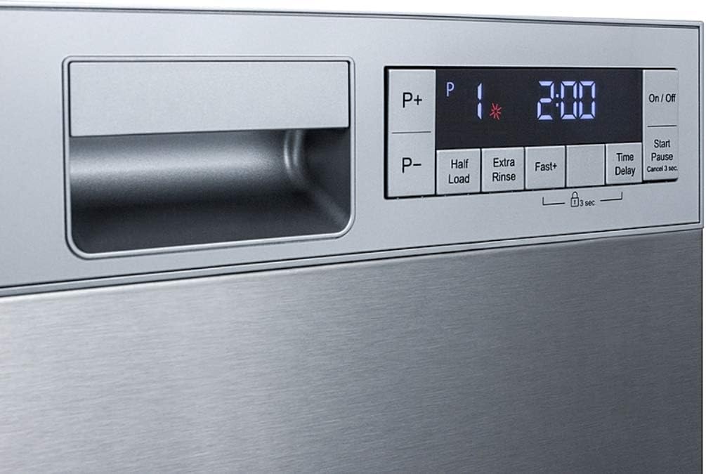 Summit DW18SS4 18 Built In Dishwasher with 8 Place Settings Energy Star Digital Touch Controls Stainless Steel Interior Adjustable Smart Fold Shelf
