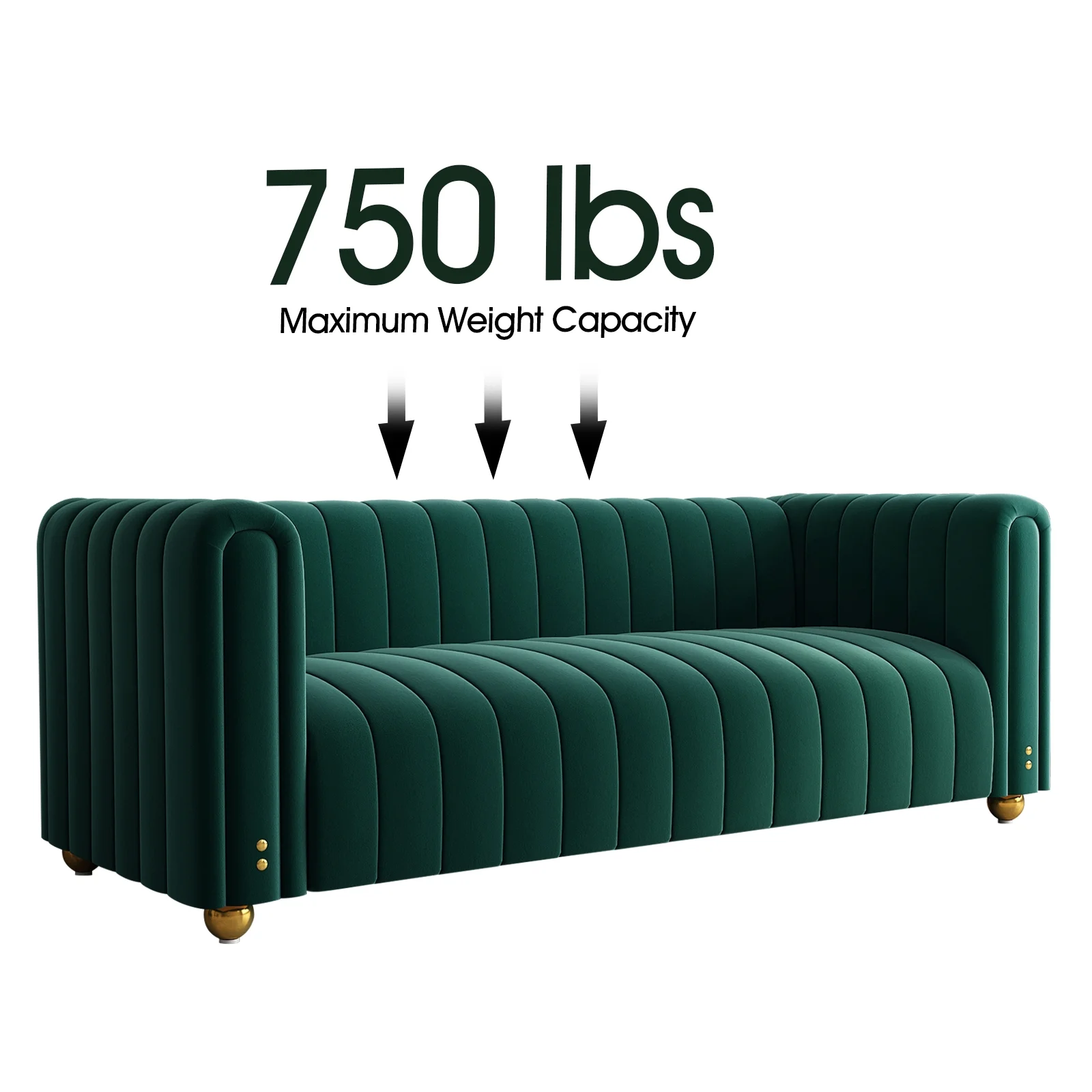 81" Modern Velvet Loveseat Sofa,Tufted Velvet Couch with Round Handrails and Metal Ball Legs for Living Room,Office,Apartment,Furniture
