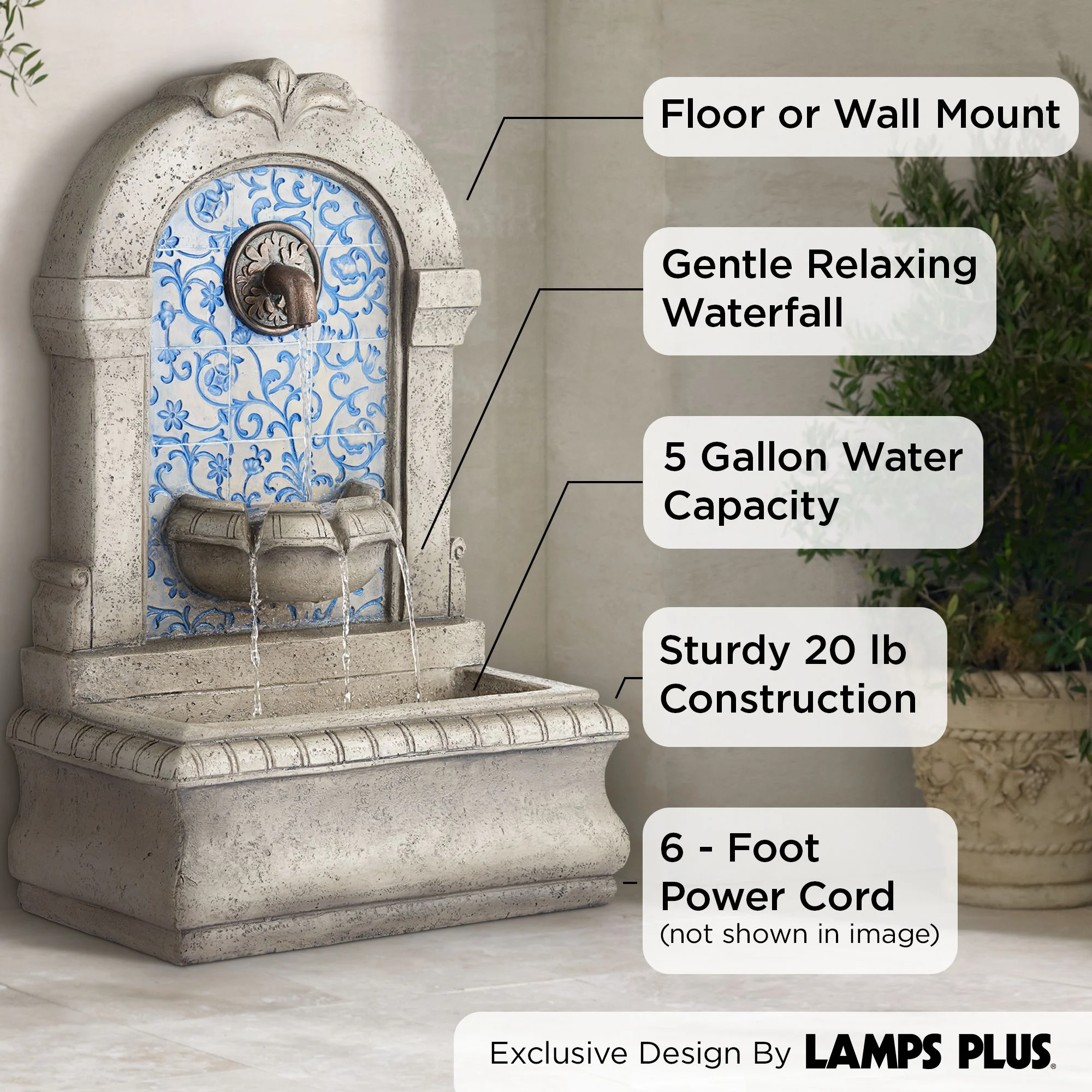 John Timberland Manhasset Modern Cascading Spout Bowl Outdoor Wall Water Fountain 30 1/4" for Yard Garden Patio Home Deck Porch Exterior Balcony Roof