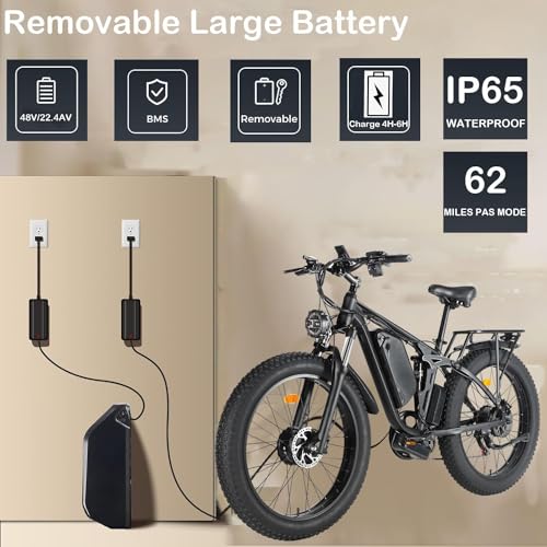 SMLRO Electric Bike V3 for Adults, Dual Motors 2000W 35MPH Electric Mountain Bicycle with 48V 22.4AH Removable Battery