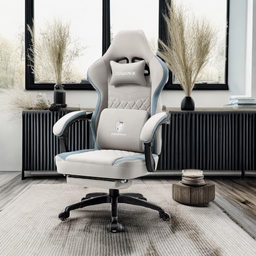 Dowinx Gaming Chair Breathable Fabric Computer Chair with Pocket Spring Cushion, Comfortable Office Chair with Gel Pad and Storage Bag