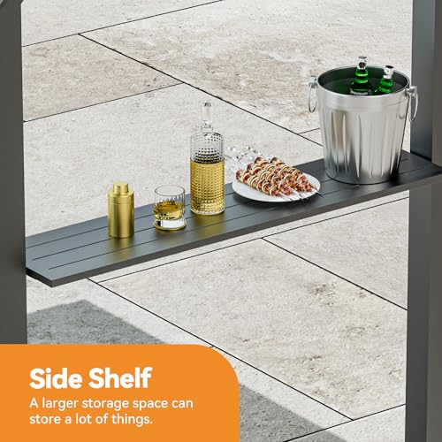 Hardtop Grill Gazebo 6'x12'with Side Shelf, Outdoor Gazebo with Bottle Opener & Hooks