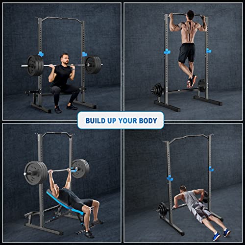 JX FITNESS Squat Rack Cage with Pull Up Bar,Adjustable Power Rack Cage Exercise Squat Stand with Barbell Holder
