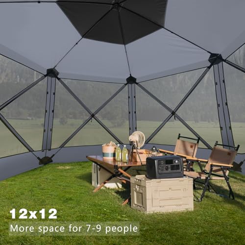 MASTERCANOPY 12x12FT Pop Up Gazebo Screen Tent - Instant Screen House with Netting, Quick Set, Outdoor Canopy Shelter with Carry Bag for Camping