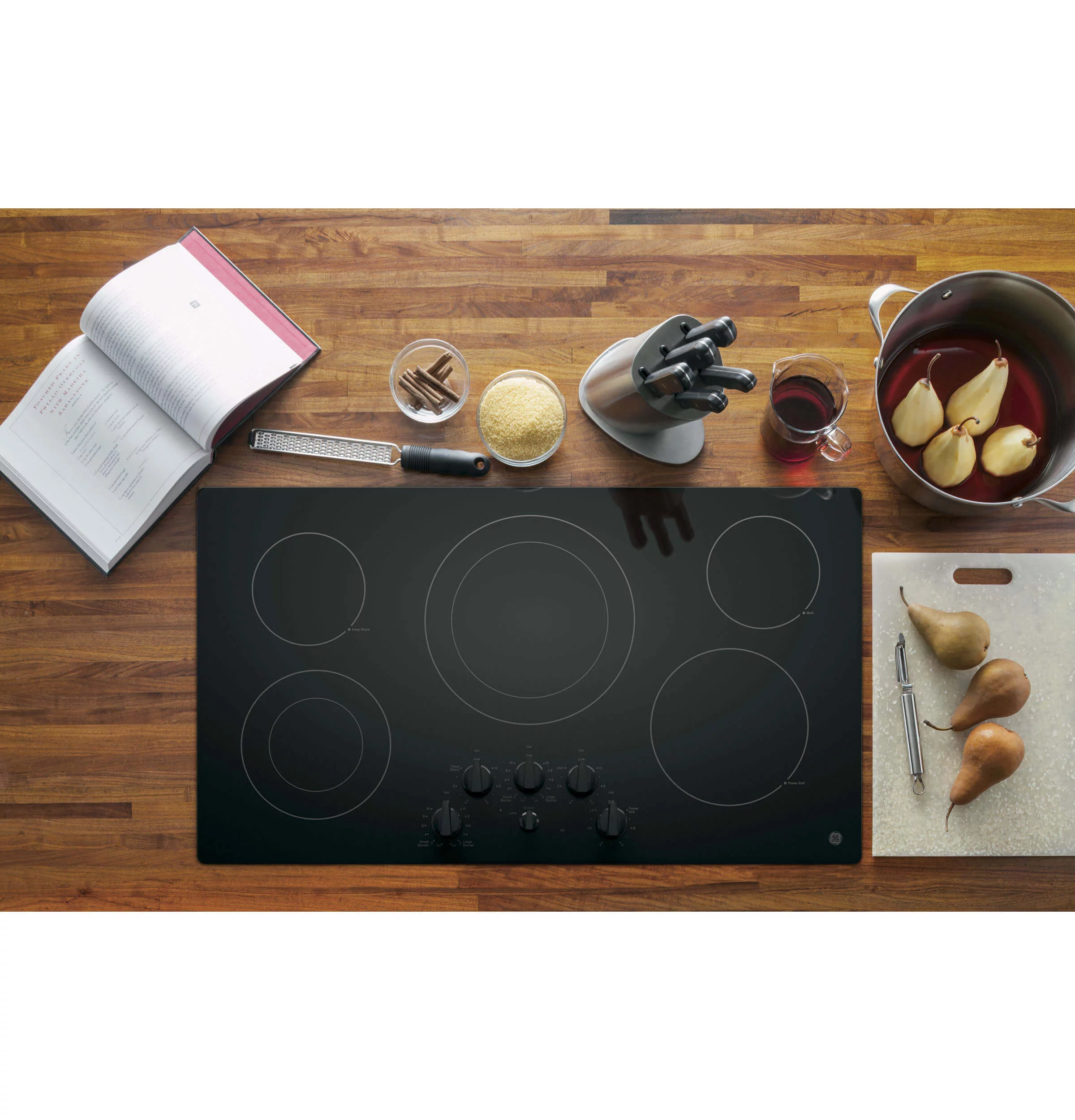 GE - 36" Built-In Electric Cooktop - Black-on-Black