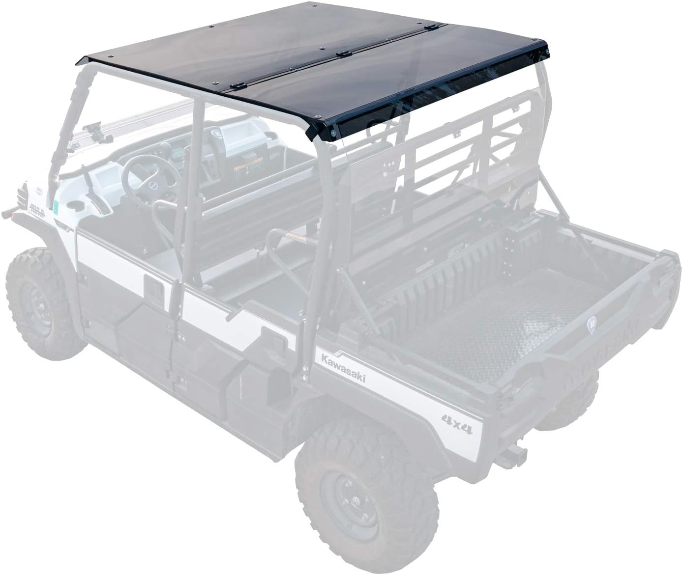 SuperATV Dark Tinted Roof for 2016+ Kawasaki Mule Pro DXT/FXT | 1/4 Polycarbonate | Protects From Elements Without Obstructing View | Works With Cab
