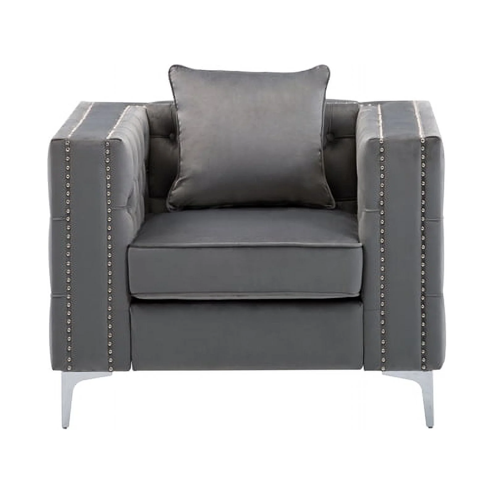 Home Square 2 Piece Velvet Fabric Loveseat and Chair Set in Gray