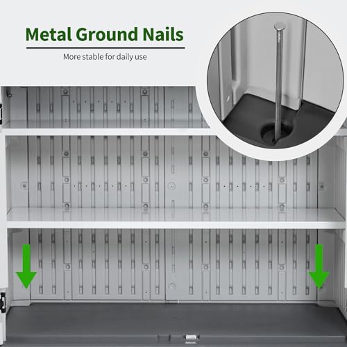 Macrout Plastic Storage Shed 4.3 x 2.5 ft, Waterproof Outdoor Storage Cabinet with Floor, Resin Shed for Garden and Patio (Medium)