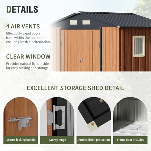 Outdoor Storage Shed, 5x3 Ft Metal Steel Tiny House with Lockable Door, Vertical Outside Storage Building for Garden, Backyard, Lawn, Patio Utility