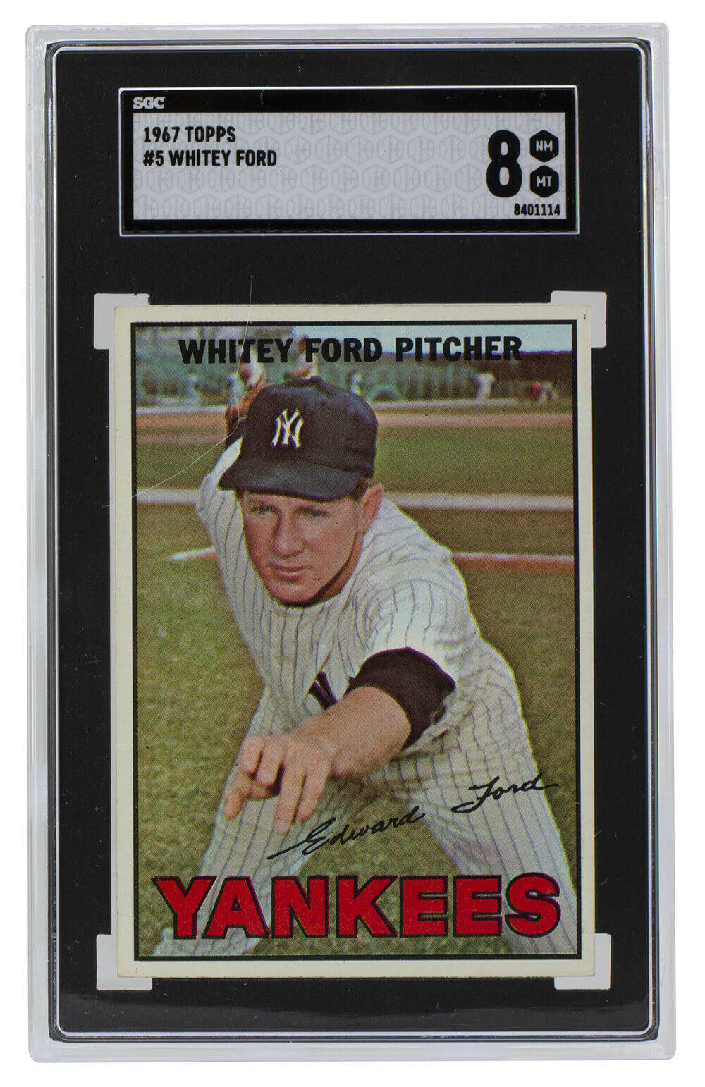 Whitey Ford New York Yankees 1967 Topps #5 Baseball Card SGC 8 NM-MT