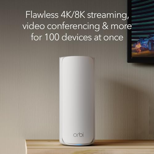 NETGEAR Orbi 770 Series Tri-Band WiFi 7 Mesh Network System (RBE773) - Router + 2 Satellite Extenders, Security Features, Up to 11Gbps