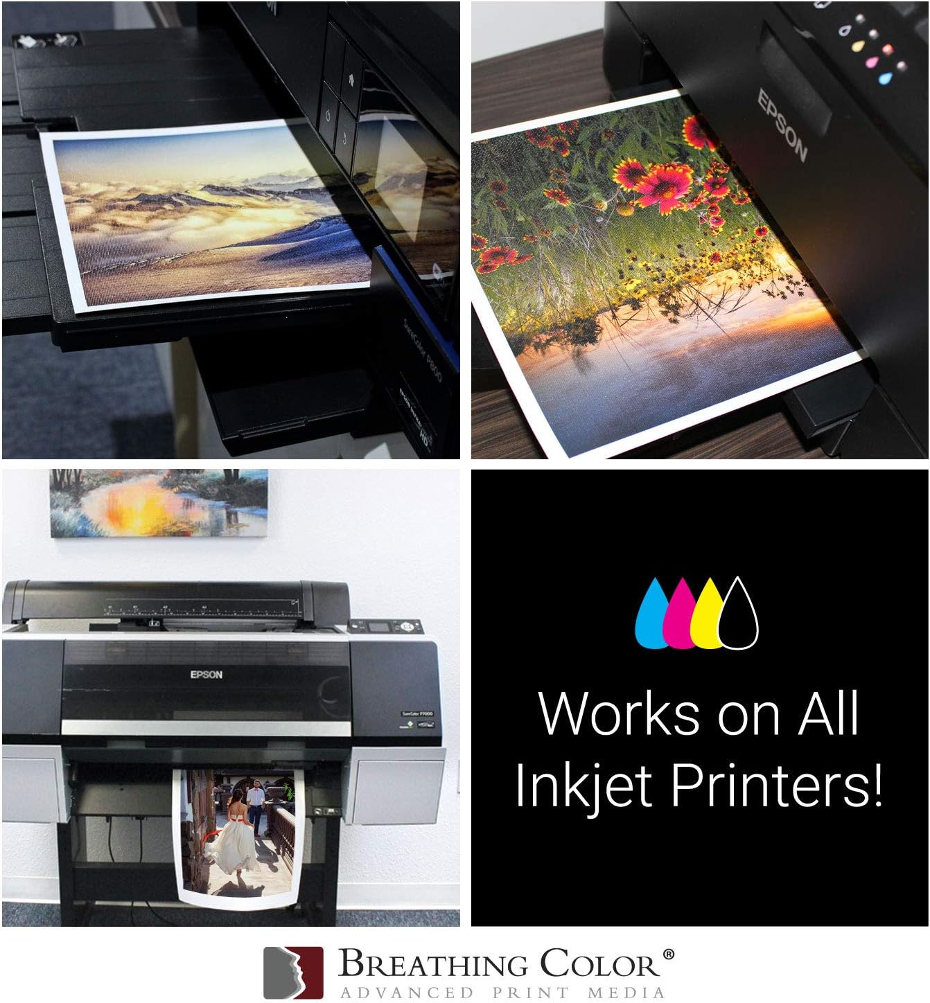Crystalline Satin Bright White, Poly-Cotton Inkjet Canvas 17in x 22in, 25 Sheets Makes Color and Contrast Art Pop With Its Exquisite Satin Finish