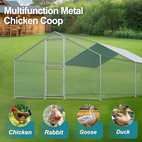 Large Chicken Coop, Chicken Coops for 30 Chickens, Chicken Runs for Yard with Water Poof & UV Resistance Cover