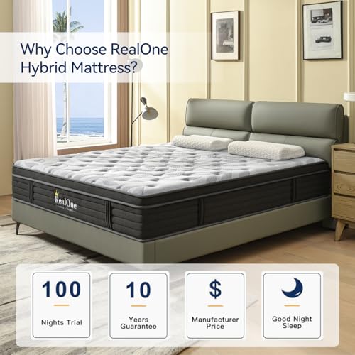 REALONE Queen Mattress – 12 Inch Hybrid Mattress in a Box, Enhanced Individually Pocket Springs, Medium Firm Feel