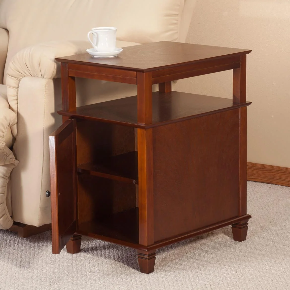 Miles Kimball Appleton Recliner Table With Slide-Out Shelf Mahogany