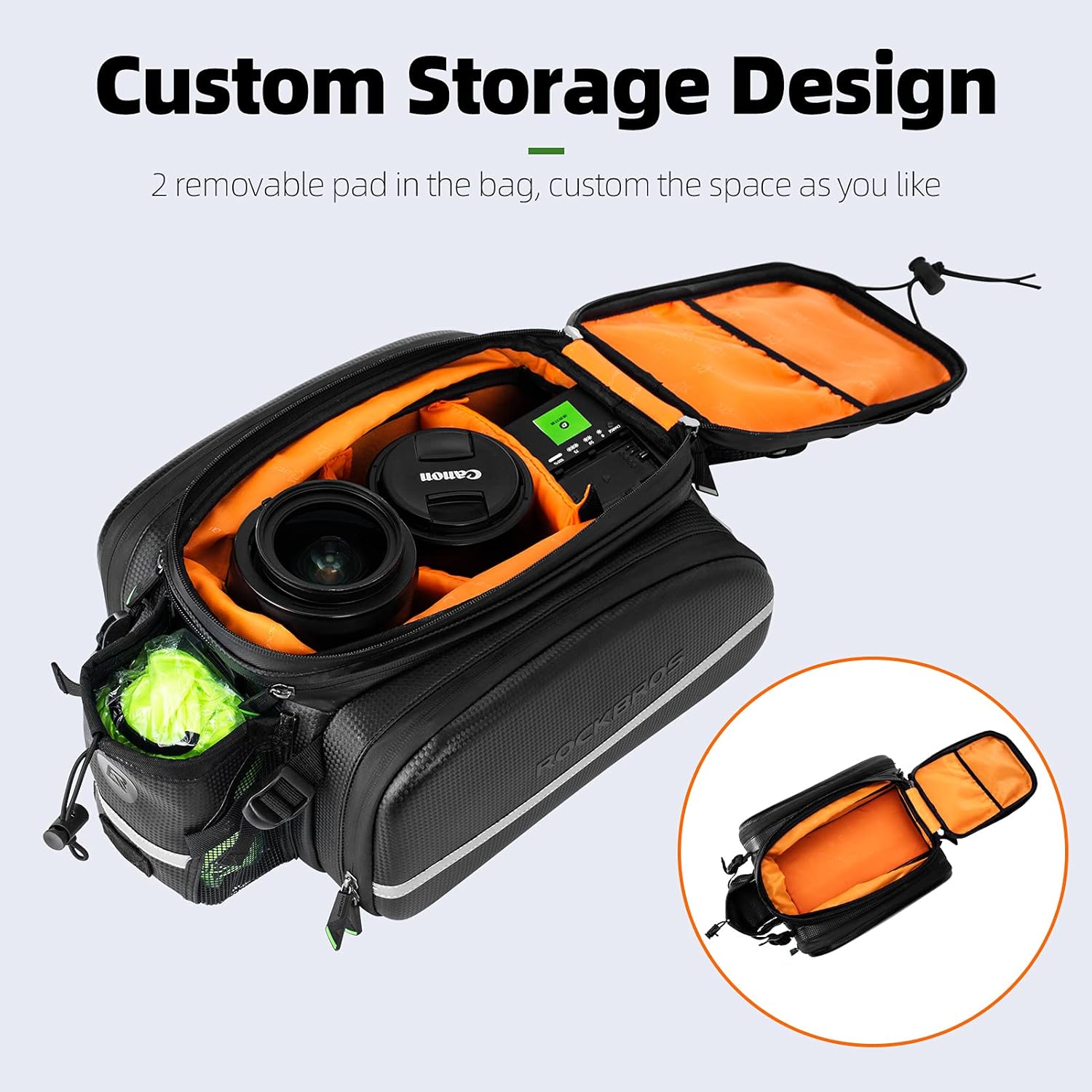 ROCK BROS Bike Rack Bag Trunk Bag Waterproof Carbon Leather Bicycle Rear Seat Cargo Bag Rear Pack Trunk Pannier Handbag