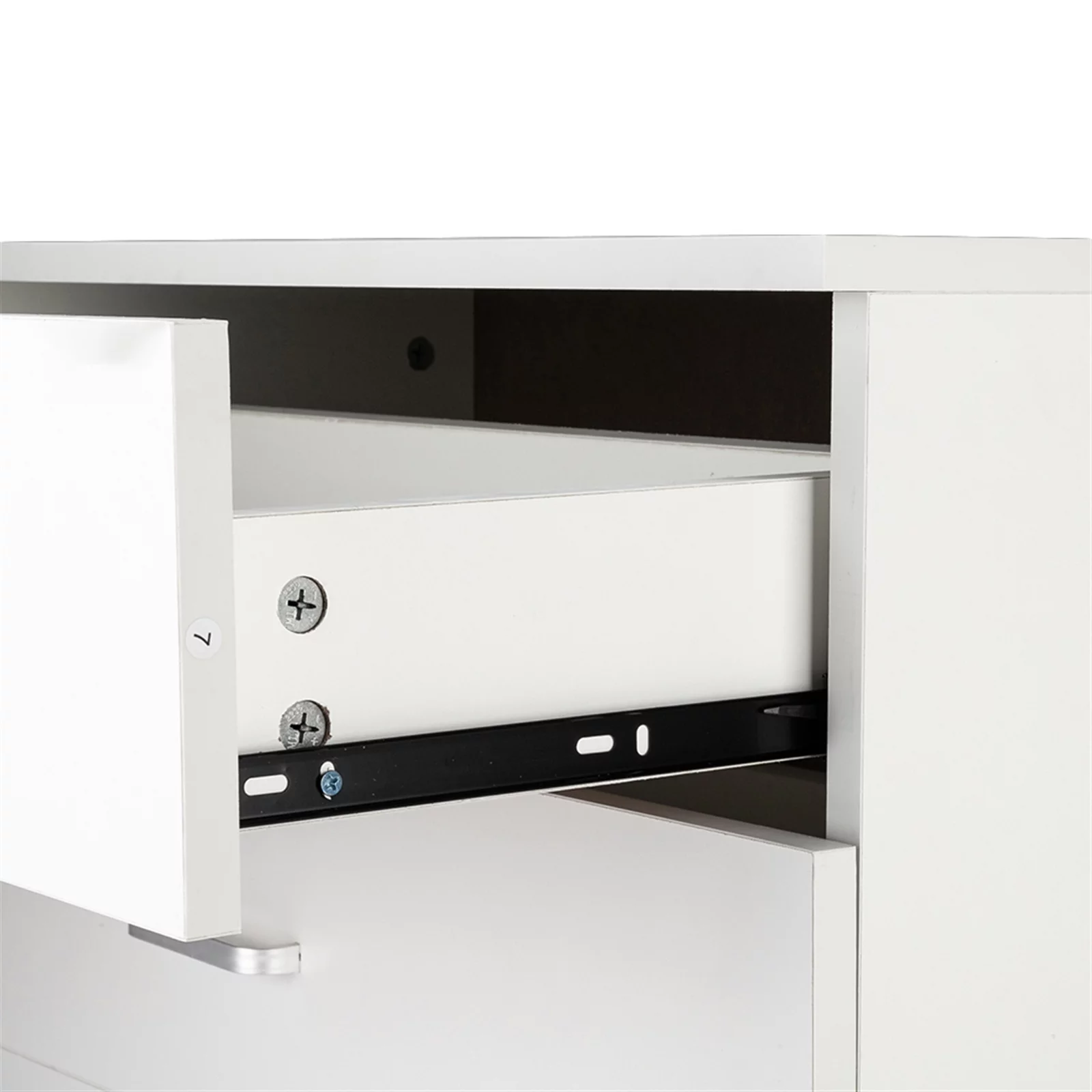 3-Drawer Dresser, White Chester Drawer Bedside Nightstand for Bedroom, Under Desk File Storage Cabinet for Office with Sliding Drawer Metal Handle