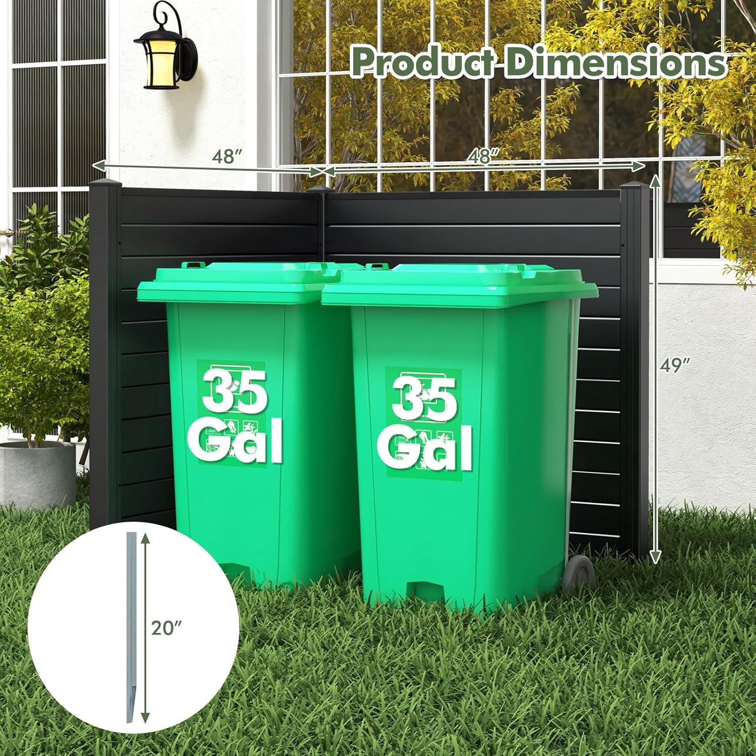 Giantex Air Conditioner Fence 2 Panels - 48''W x 48''H Outdoor Privacy Screen with Upgraded Metal Stakes, PVC Trash Can Enclosure