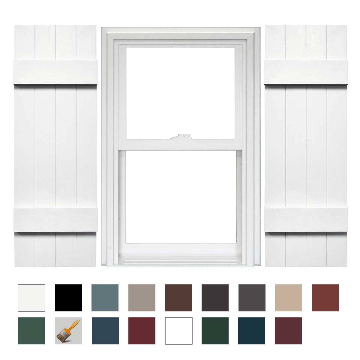 Mid America 4 Board and Batten Joined Vinyl Shutters (1 Pair) - 14 x 51 001 White