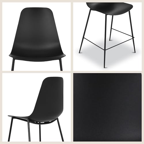 POLY & BARK Isla Modern Kitchen Chairs Set of 4 - Plastic Dining Chair with Metal Legs