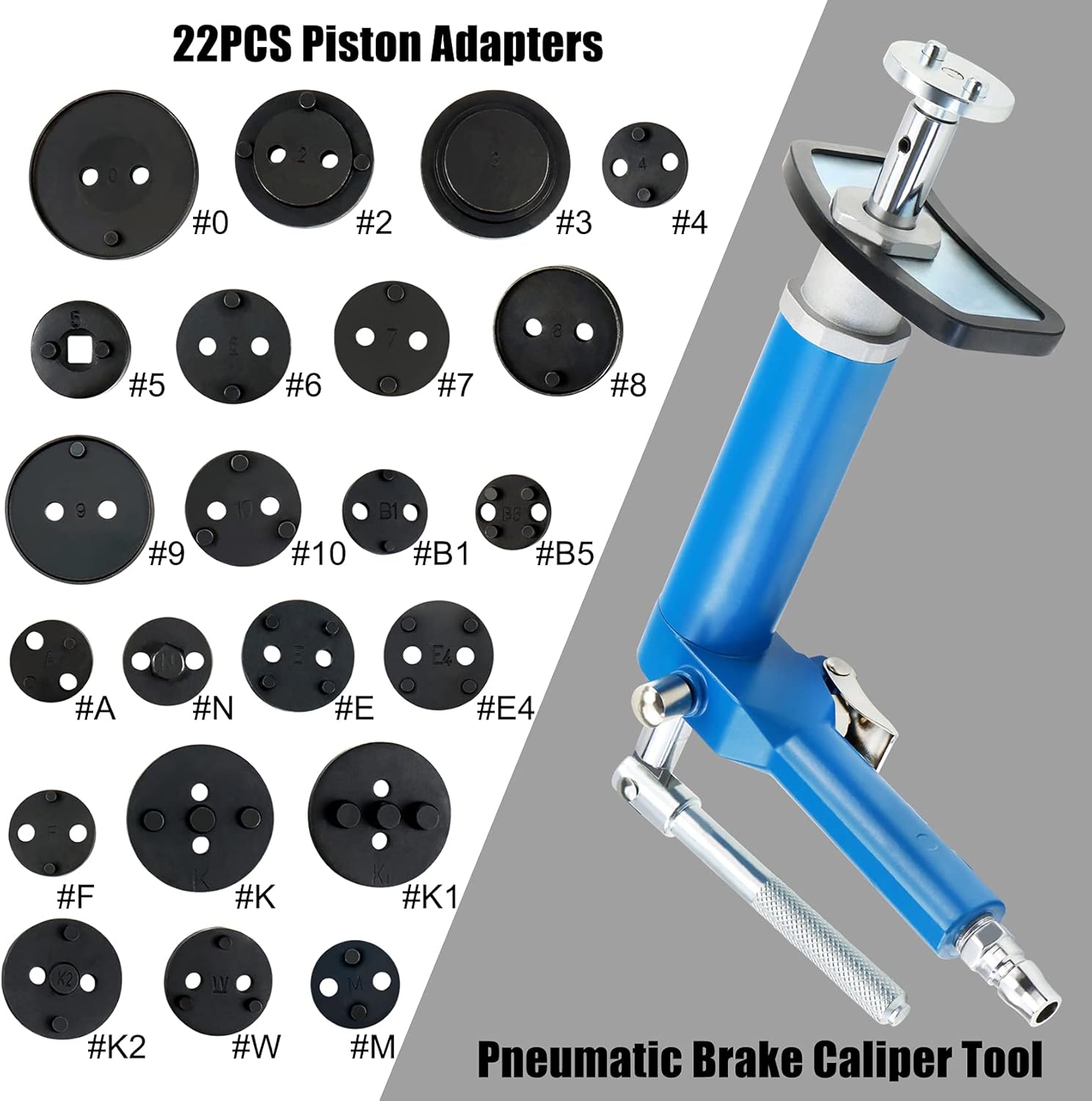 YSTOOL Pneumatic Brake Caliper Piston Wind Back Compression Spreading Tool 23PCS Kit Rewind Spreader Air Tool Set to Repair Brake Pad Change Brake