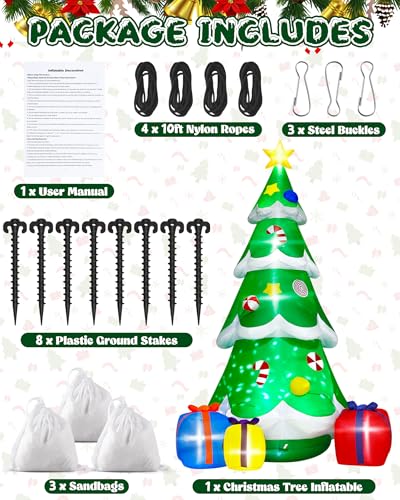 15FT Christmas Inflatables, Giant Inflatable Santa Claus Holding Gift Bags, Blow Up Christmas Santa Claus with 8pcs LED