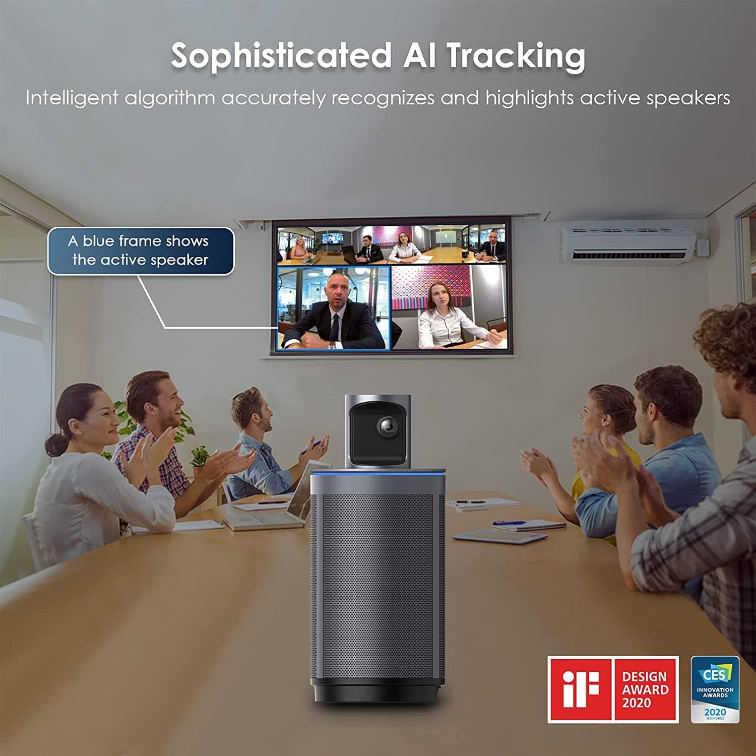 NexiGo Meeting 360 (Gen 2), 8K Captured AI-Powered Framing & Speaker Tracking, 1080p HD 360-Degree Smart AIO Video Conference Camera