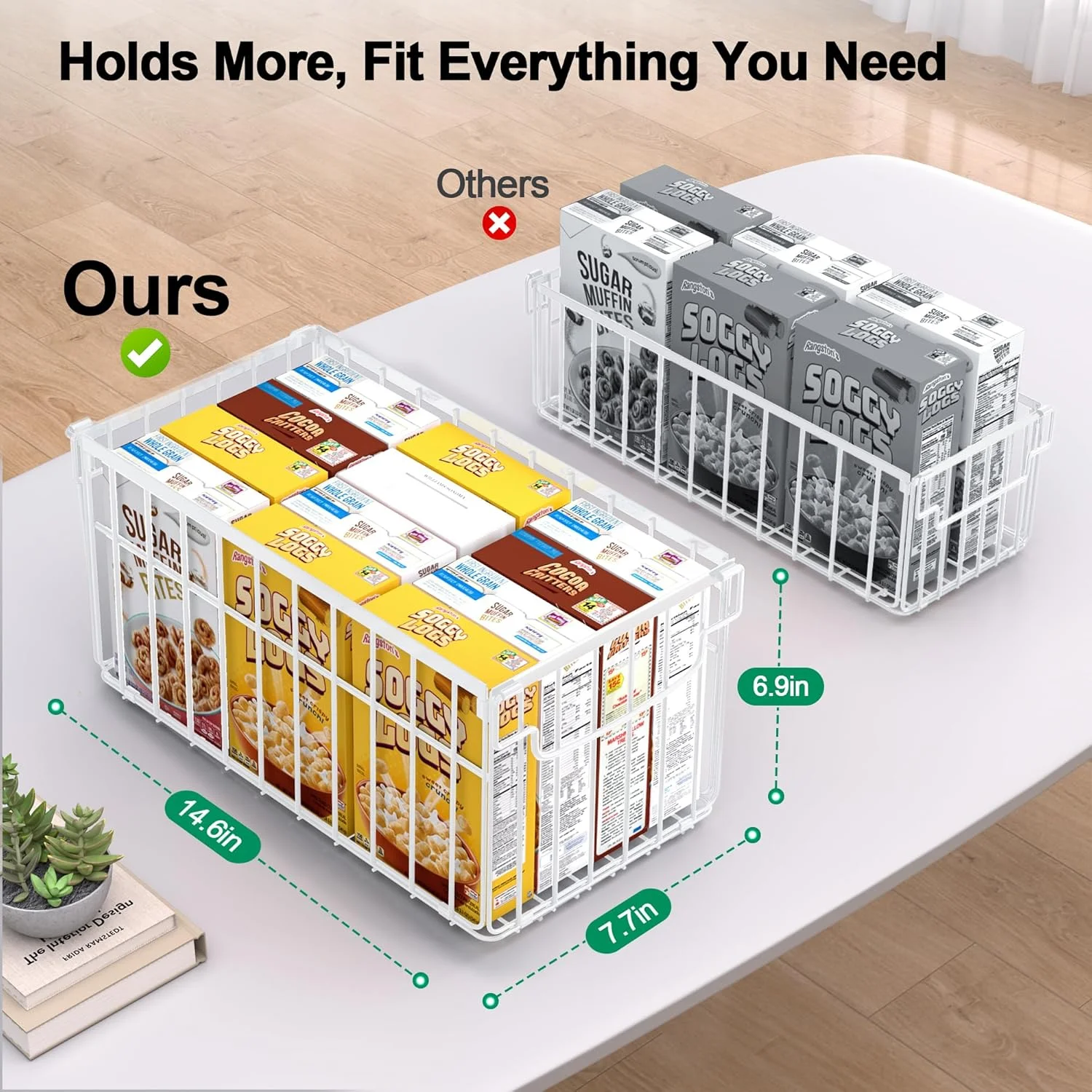 Organizer Bins, 4 Pack Stackable Deep Chest Freezer Organizer Bins, Foldable Baskets with Handles