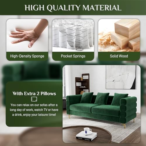 Cloud Couch for Living Room, 79" Modern Overstuffed Deep Seat Boucle Sherpa 3 Seater Sofa with 3 Pillows