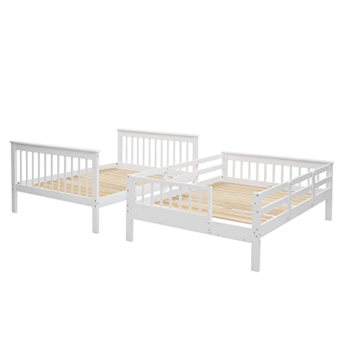 Ball & Cast Full Over Full Bunk Bed with Twin Size Trundle and Built in 4 Drawer,Wood Bunkbed w/Storage Ladder & Slat Support