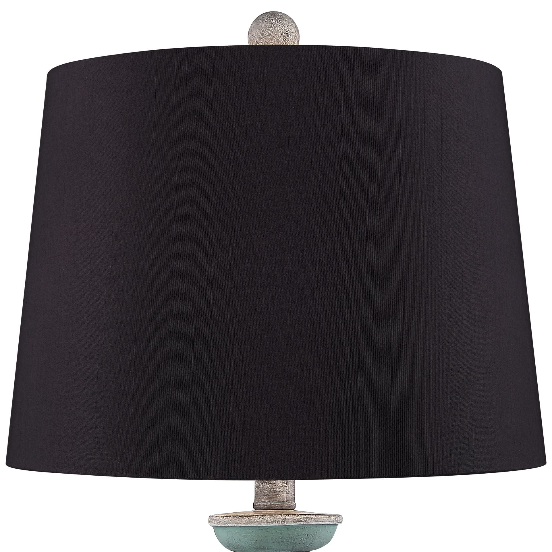 Regency Hill Patsy Country Cottage Table Lamps 26 1/2" High Set of 2 Blue Gray Washed Black Faux Silk Drum Shade for Bedroom Living Room House Bedside