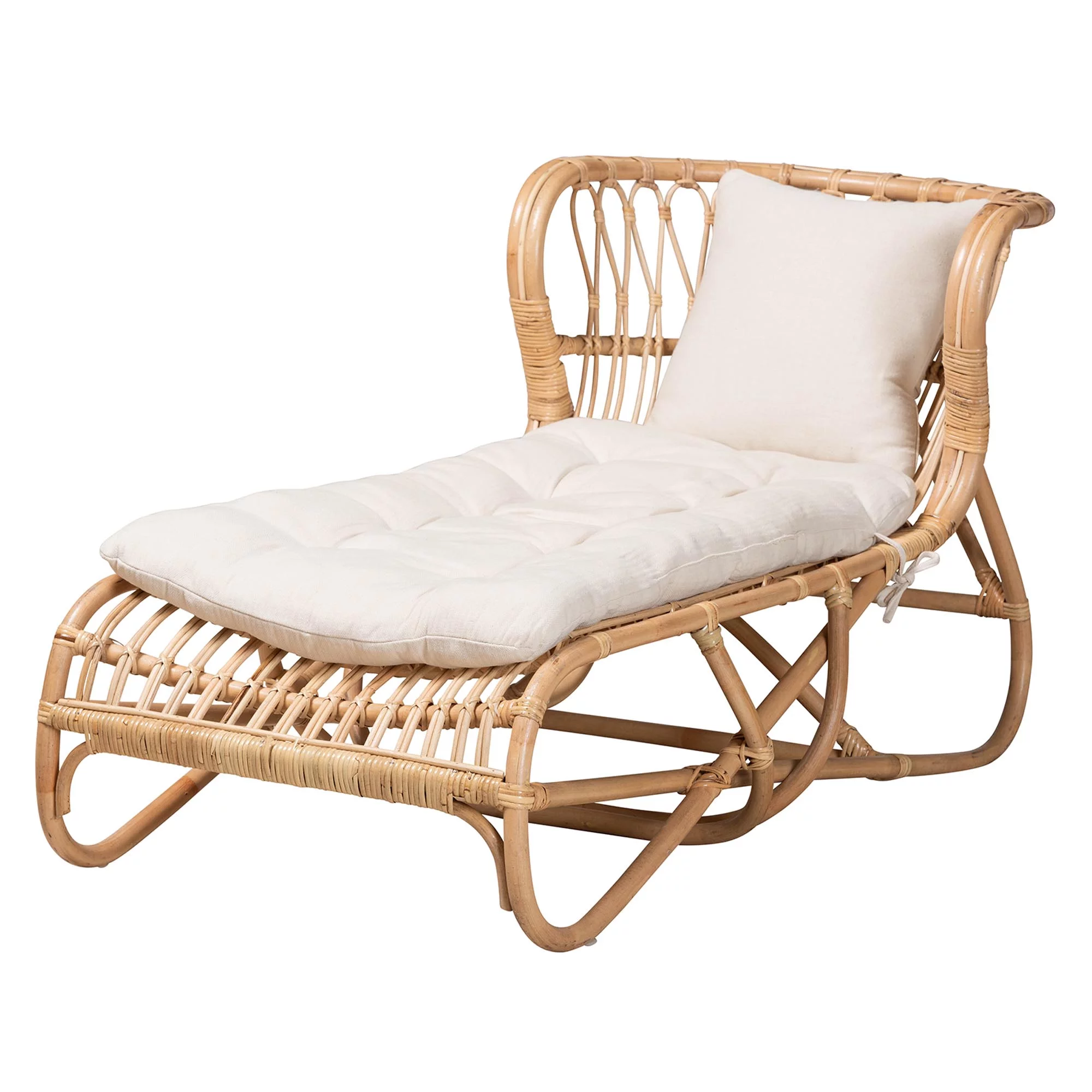 bali & pari Delara Modern Bohemian Natural Brown Rattan Chaise