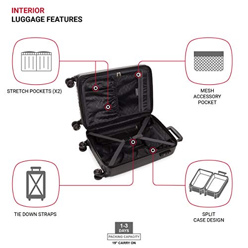 SwissGear 7272 Energie Expandable Hardside Luggage with Spinner Wheels and TSA Lock, Gunmetal, Carry-On 19-Inch