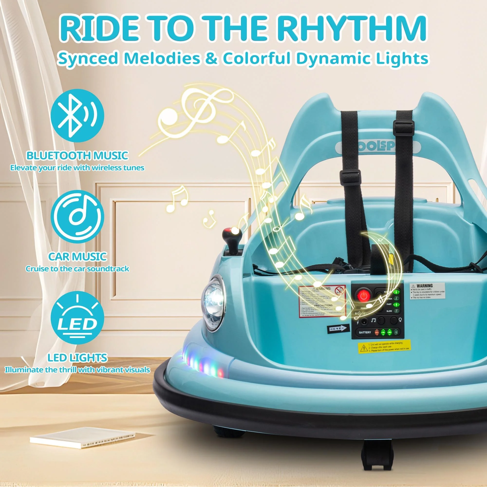 iRerts 12V Bumper Cars for Kids, Bumper Car Ride on with Remote Control, Battery Powered Kids Ride on Toys for 2-5 Year Old Boys Girls
