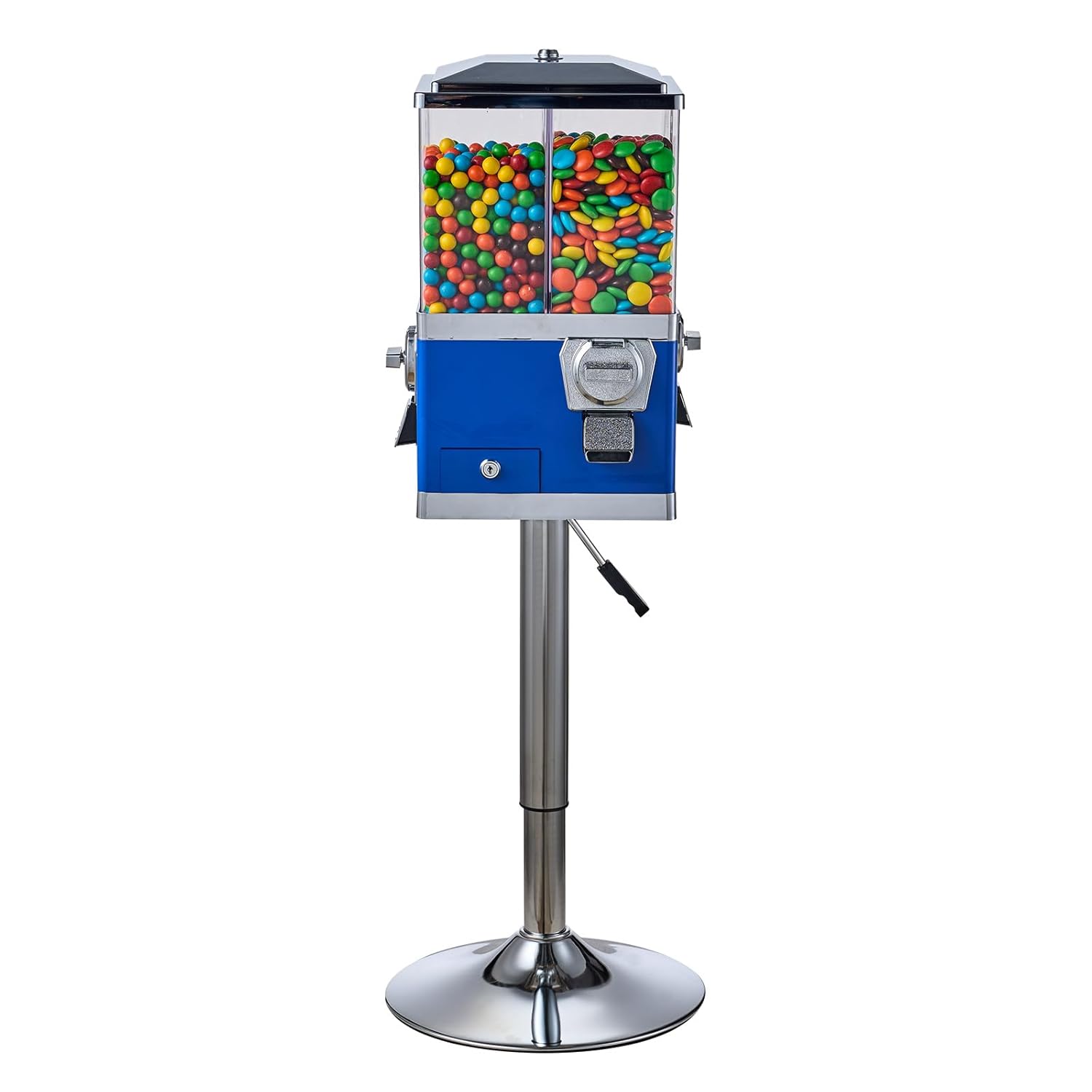 VEVOR Commercial Vending Machine, Four Compartment Rotatable Gumball and Candy Dispenser, Adjustable Height Coin Operated Candy Bank with Iron Stand