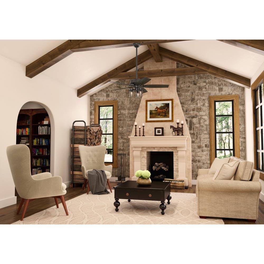 Hunter Crown Canyon II 52 in. LED Indoor Noble Bronze Ceiling Fan with Light Kit 50427