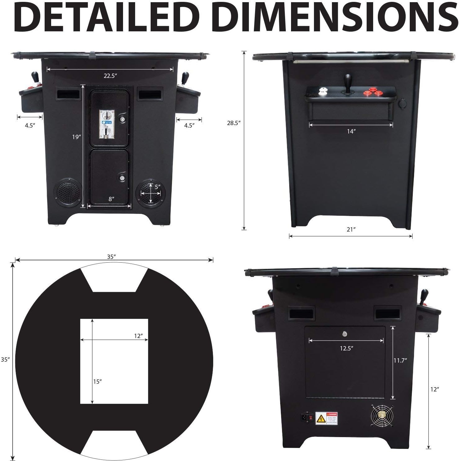 Creative Arcades Full Size Commercial Grade Cocktail Arcade Table Machine | 2 Player | 412 Games | 22 LCD Screen | Round Glass Top | 2 Sanwa