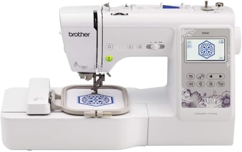 Brother SE600 Sewing and Embroidery Machine, 80 Designs, 103 Built-In Stitches, Computerized, 4" x 4" Hoop Area, 3.2" LCD Touchscreen Display
