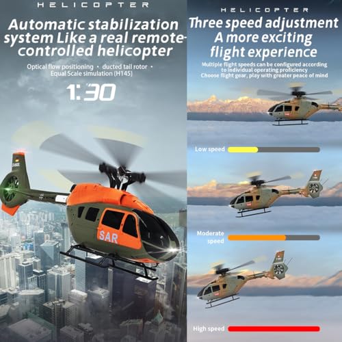 C190 1/30 Scale 6CH Single-Rotor RC Helicopter, Altitude Hold & Gyro Stabilization RC Plane, Beginner-Friendly Drone for Adult(4 Battery)