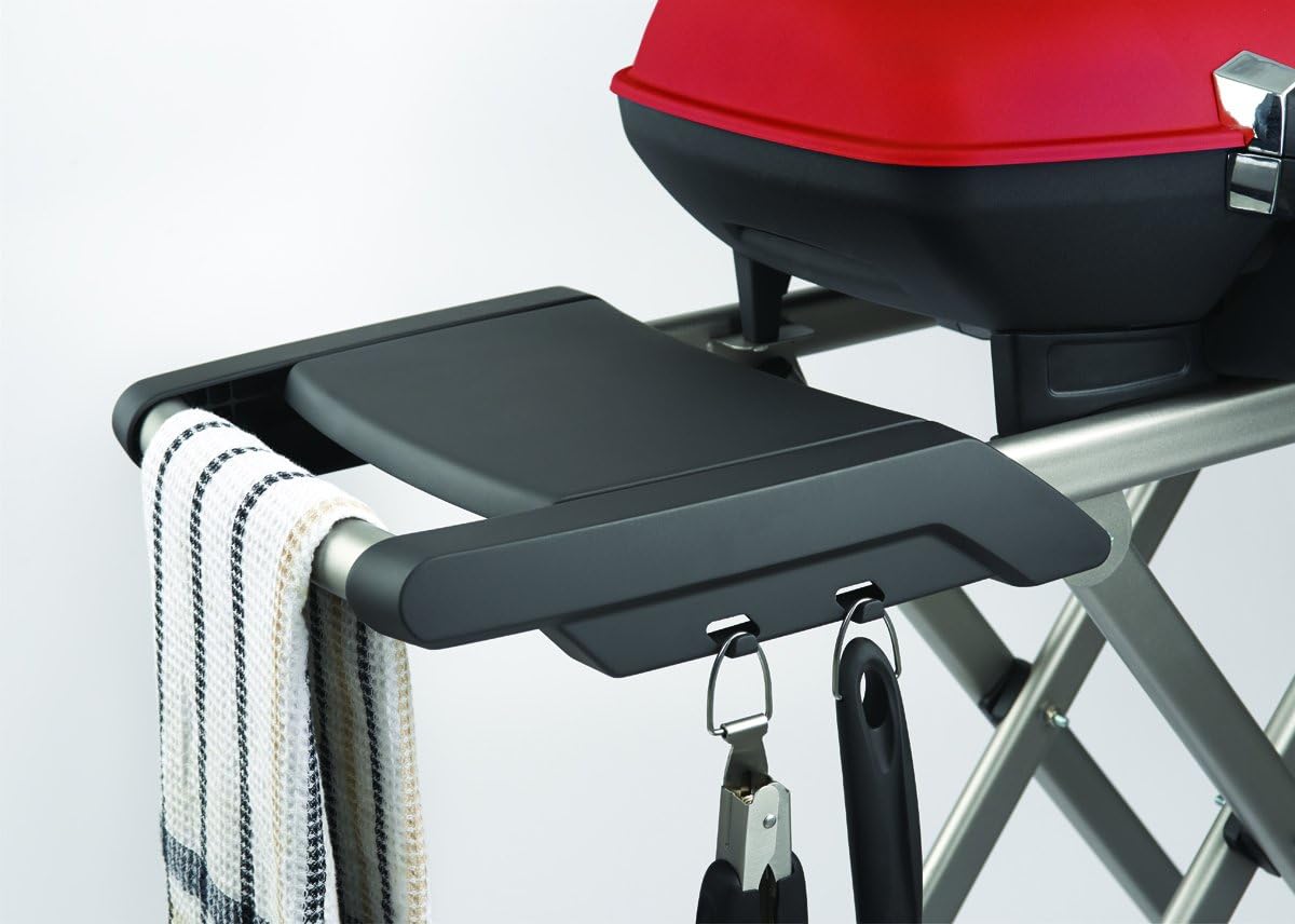 Napoleon TravelQ 285 Portable Gas BBQ Grill, Propane, Red Lid - TQ285X-RD-1-A – Includes Folding Cart, Two Burners, Cast Iron Cooking Grids
