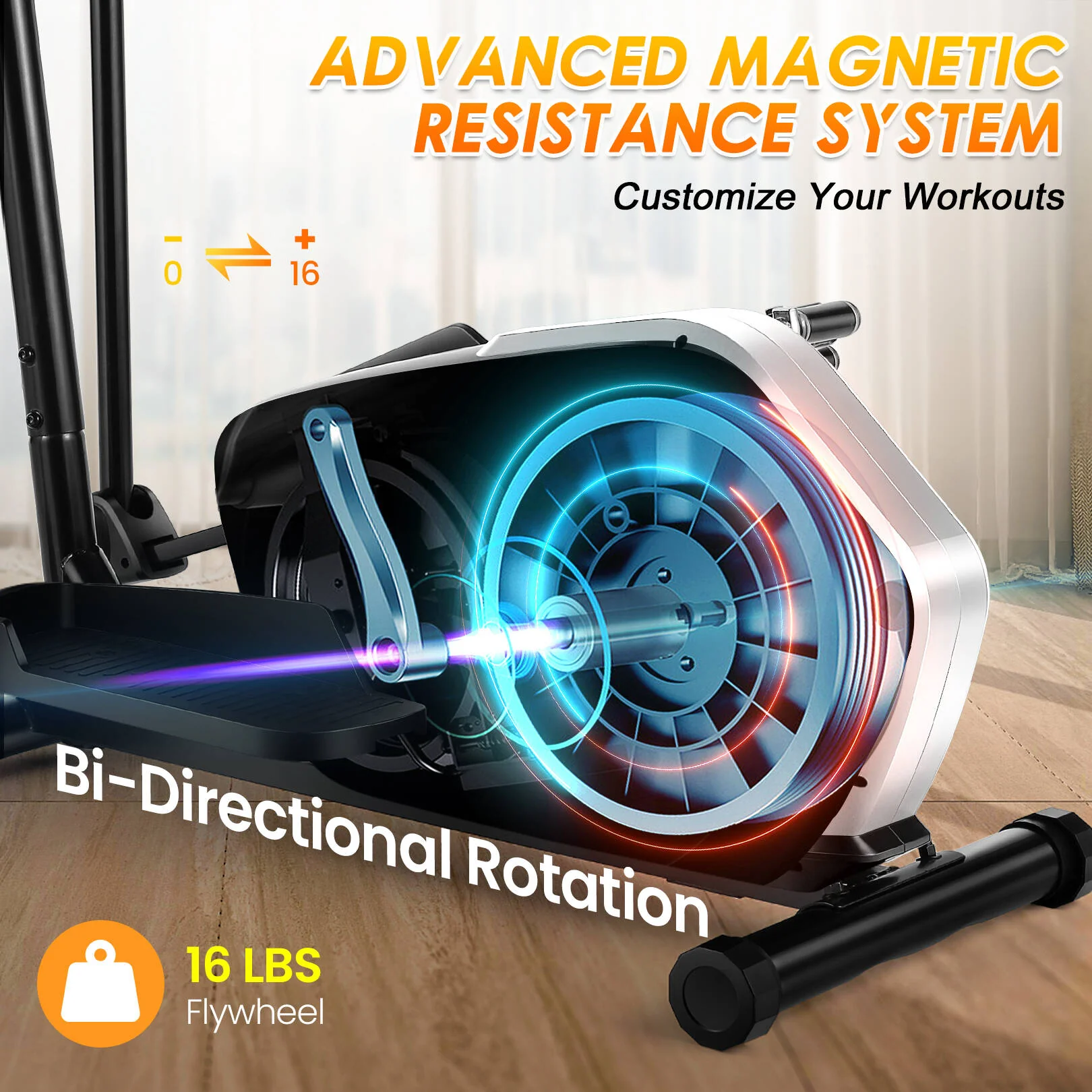 Elliptical Machine 8 Levels Elliptical Trainers with Heart Rate Sensor LCD Monitor Smooth Quiet Driven for Home Gym Office 390lbs Capacity 15inch