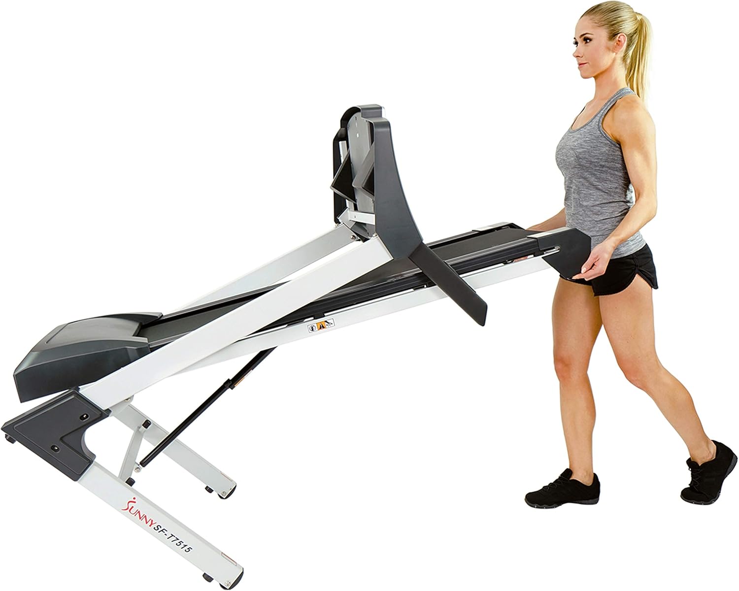Sunny Health & Fitness SF-T7515 Smart Treadmill with Auto Incline, Speakers, Bluetooth, LCD and Pulse Monitor, Phone Function, 240 LB Max Weight