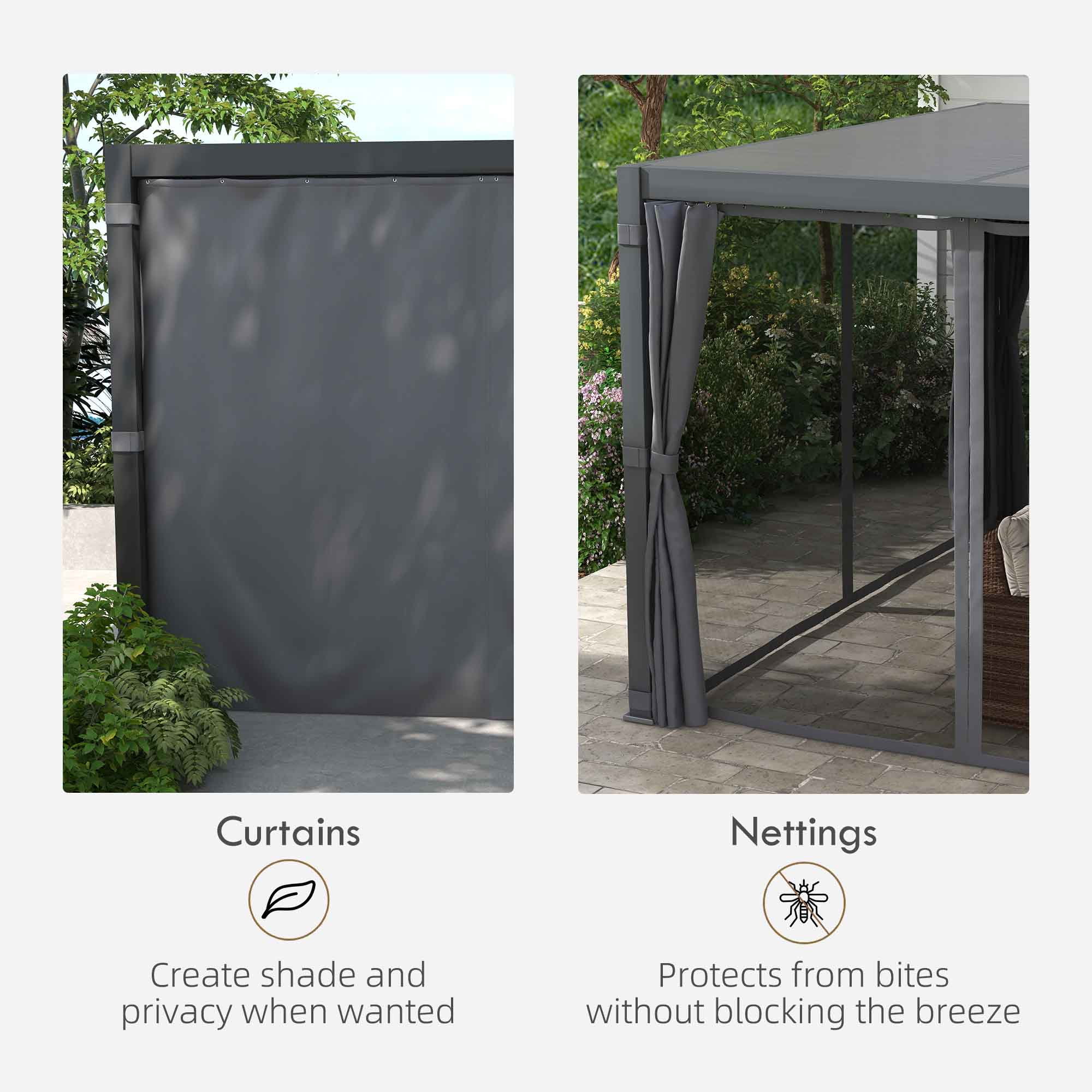 Outsunny 12'x19' Aluminum Pergola with Adjustable Louvered Roof, Dark Gray