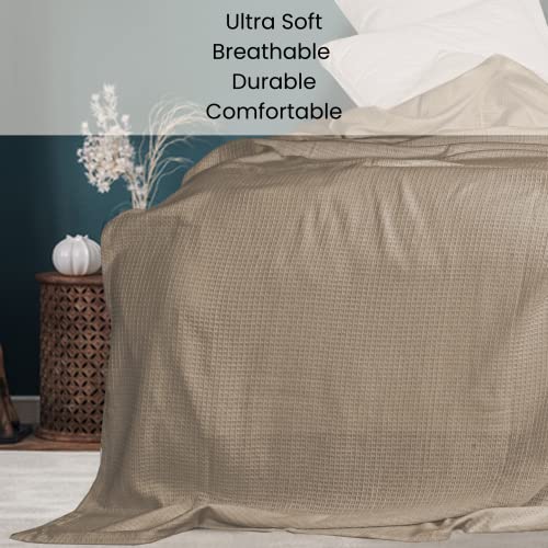 Cotton Clinic Waffle Bed Blanket 100% Cotton - All Season Blanket - Soft Breathable Lightweight - Perfect Blanket Layer for Couch Bed Sofa