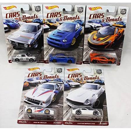 Hot Wheels Car Culture Cars and Donuts Set of 5 Real Rider Collectible Die Cast Toy